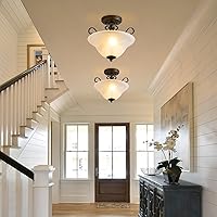 Vista 6 de Luvkczc Upgrade Semi Flush Mount Ceiling Light,Brass Ceiling Light Fixture, Mid Century Ceiling Light, Glass Close to Ceiling Light for Bedroom