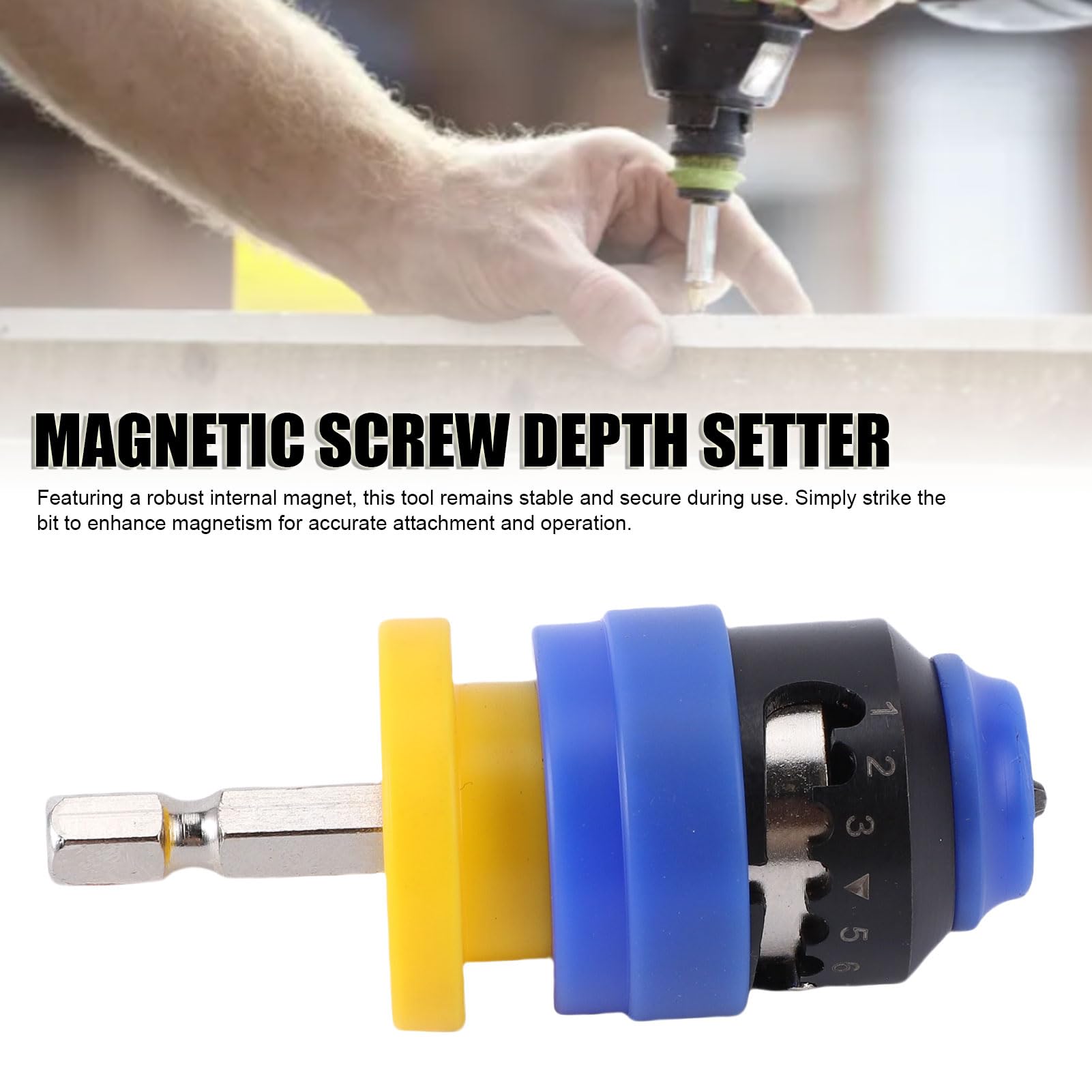 Asixxsix Portapuntas para destornillador con imán potente integrado, ajuste de profundidad de tornillo de 2 a 8 mm con caja de almacenamiento para tareas de taladrado y fijación