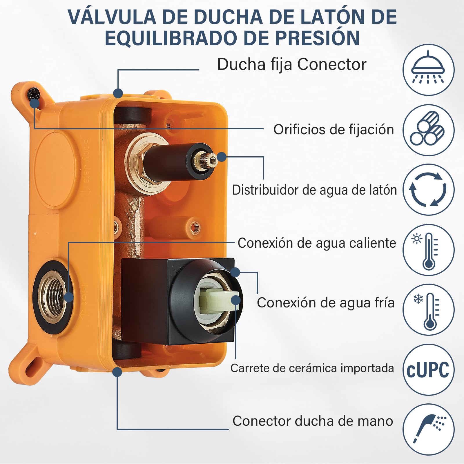 Set De Ducha Sistema Empotrado Negro,Columna para Baño,Alcachofa 30cmx30 cm, de Mano,Cuerpo de Latón