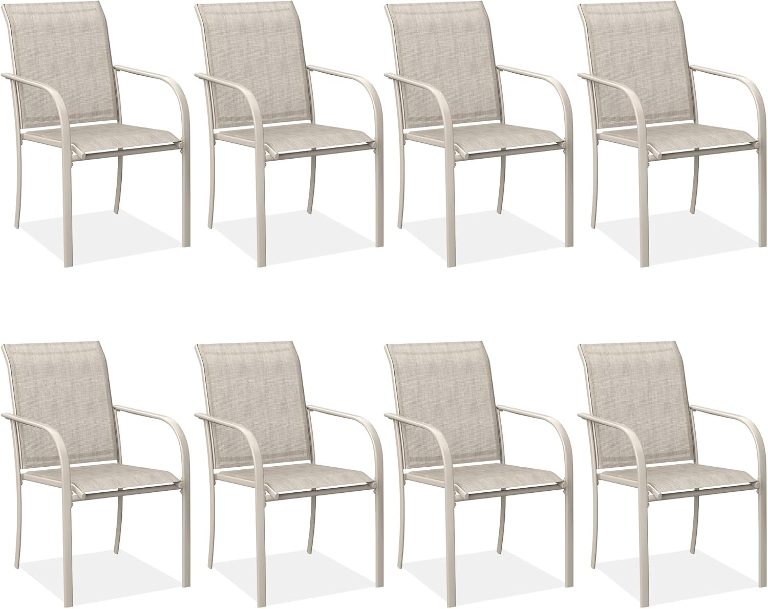 Outdoor Chairs Set of 2, Stackable Patio Dining Chairs with Metal Frame & Breathable Textilene Fabric for Porch Lawn Backyard Garden Deck, Red