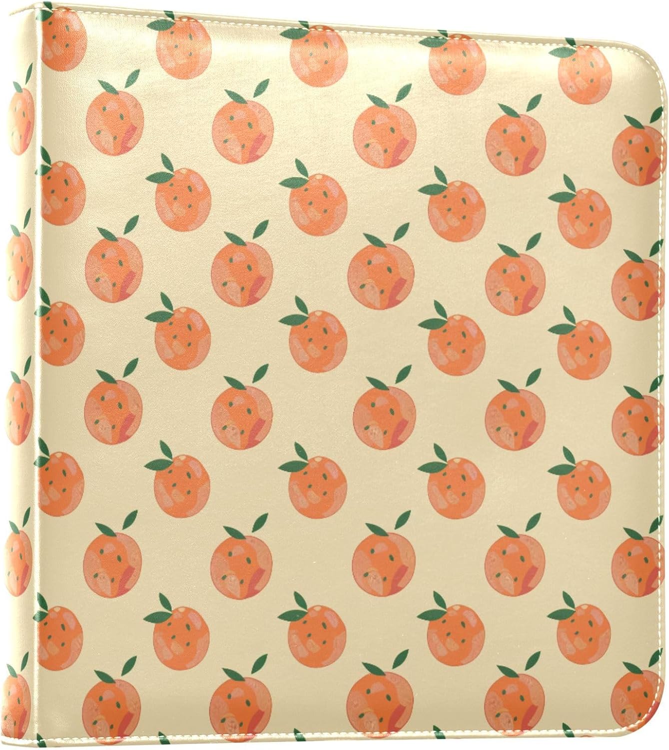 JIPONI Simple Oranges Fruits Large Photo Album, DIY Leather Cover Scrapbook Albums for 4x6 5x7 6x8 Pictures, Self Adhesive Memory Book for Wedding, Baby, Family