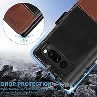 Vista 4 de KEZiHOME Funda para Google Pixel Fold, cuero genuino [bloqueo RFID] Funda tipo cartera con ranuras para tarjetas, función atril y tapa protectora