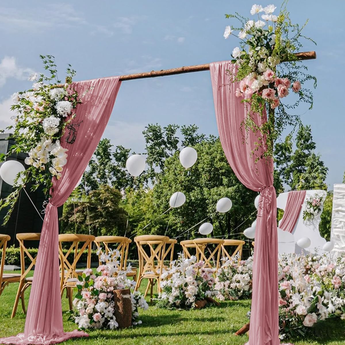 DeZerlor Wedding Arch Draping Fabric 29" x 20 FT Drapes for Backdrop Sheer Curtains for Romantic Bridal Baby Shower Decorations Ceremony Birthday