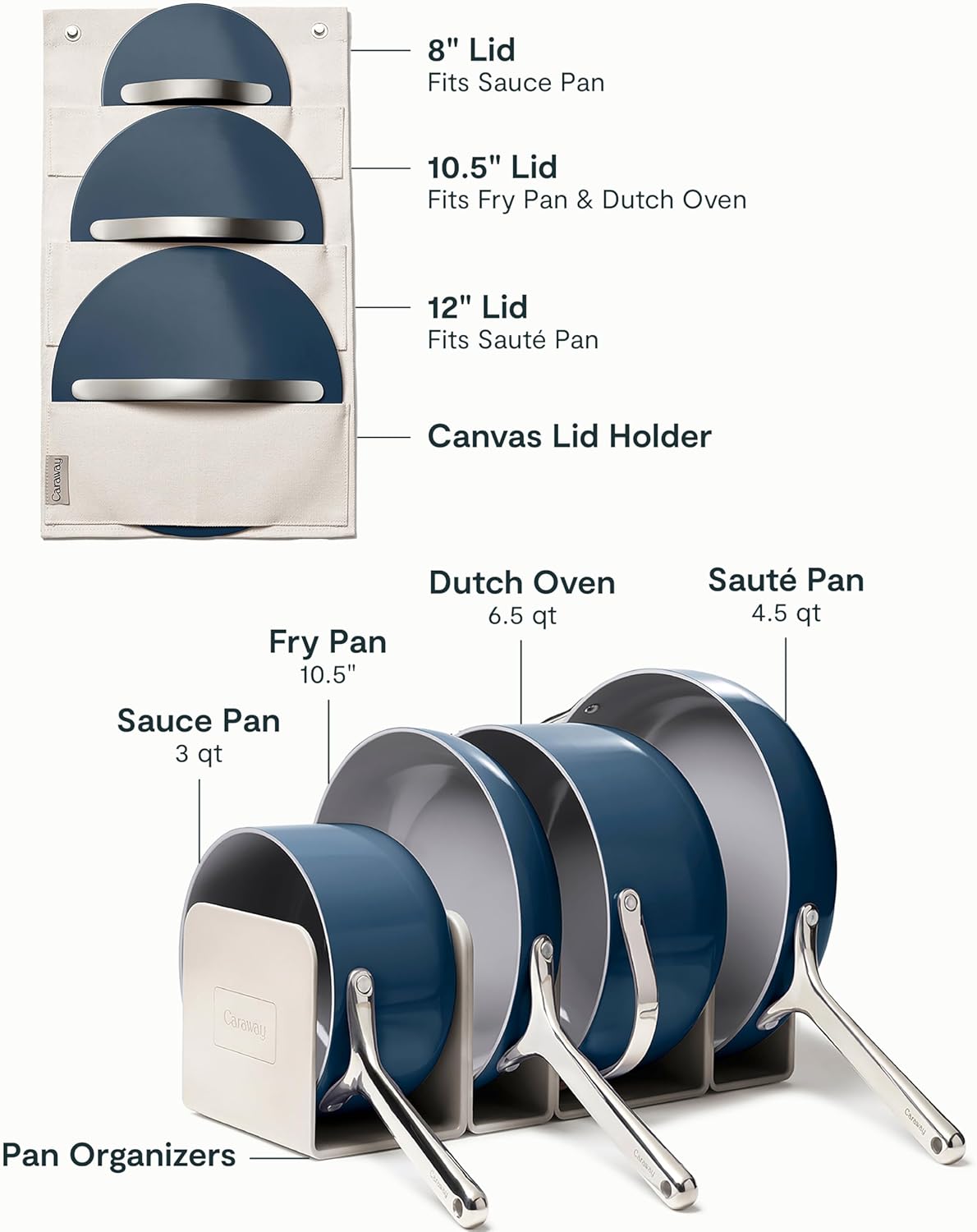 Caraway 23-Piece Nonstick Ceramic Cookware & Bakeware Set – Pots, Frying Pans, Lids, Baking Sheets, Pans, Cooling Rack & Storage – Oven Safe, Non-Toxic – Compatible with All Stovetops - Navy