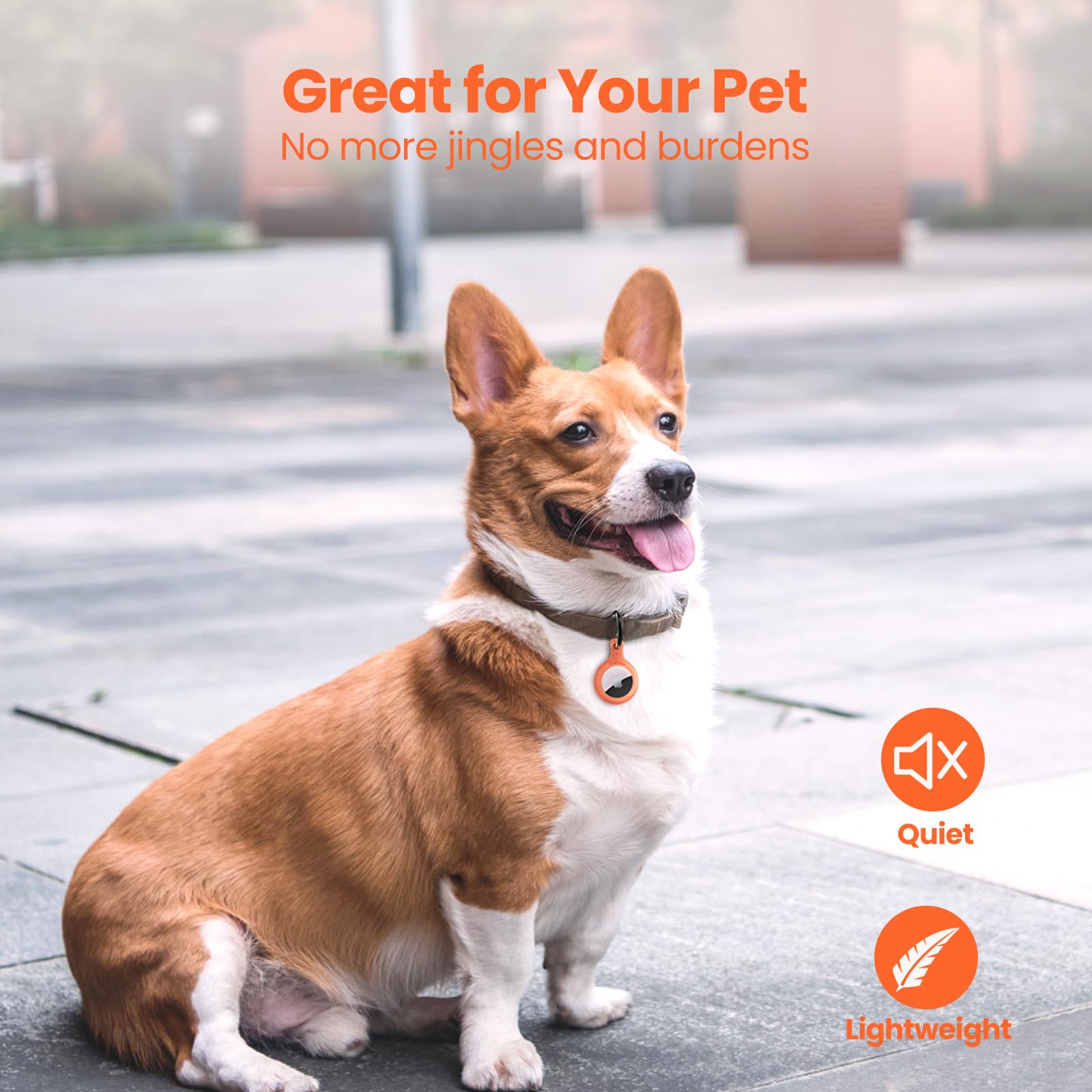 AirTag Holder & Collar for Pets. GPS Tag & App with Smart QR ID for Instant Location Pet Profile and Contact Info. Dog Tracker or Cat Tracker (Orange) - Image 3