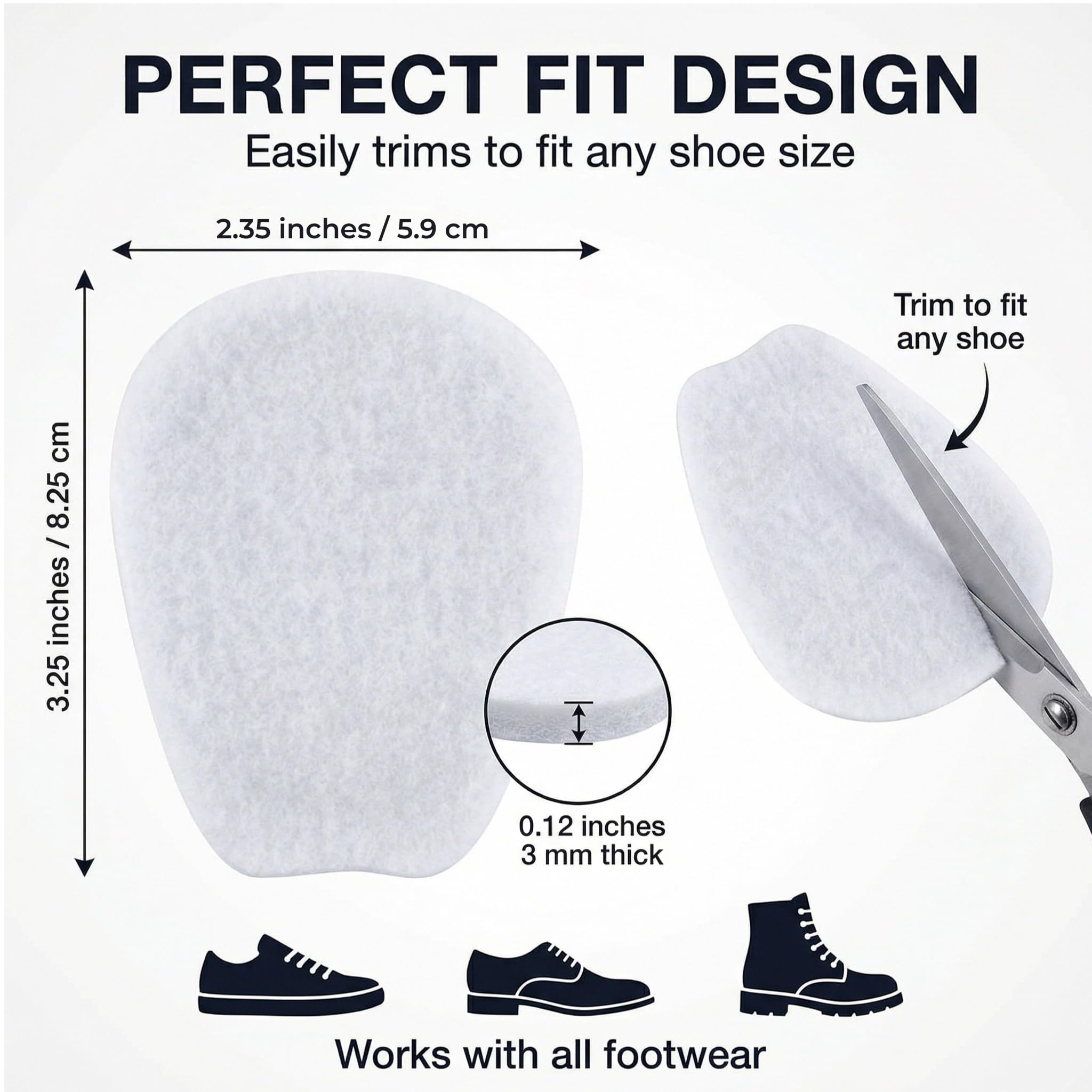 7 pares de almohadillas de fieltro para lengua para zapatos, tamaño extra grande