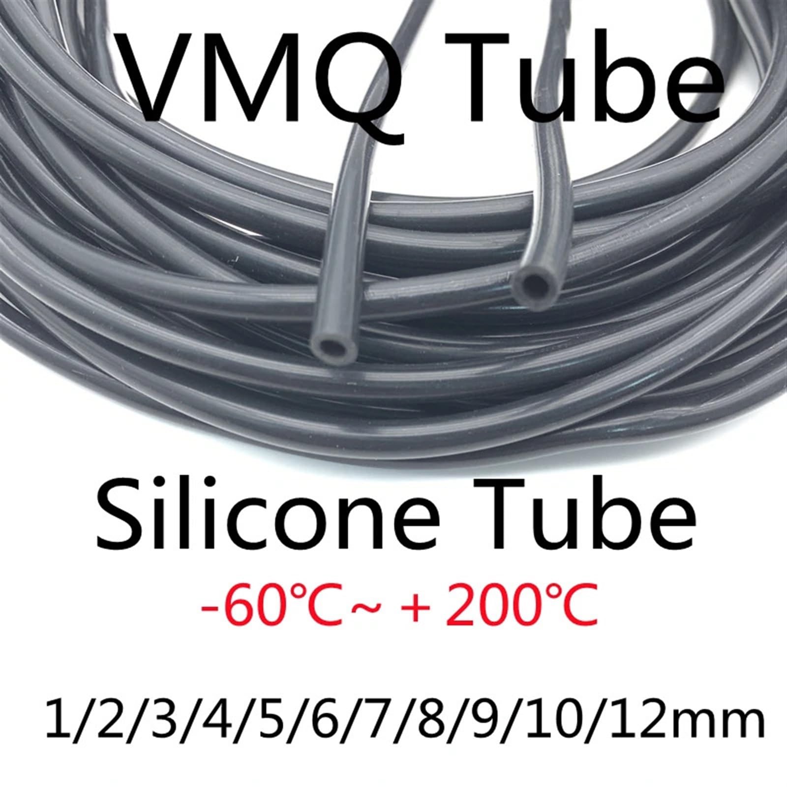 1 Meter -60~200 Grad hitzebeständiges Rohr Innendurchmesser 2 mm ~ 19 mm schwarz Flexible Silicagel-Rohre Aquarium Luftpumpe Weichgummi-Silikonschlauch Kraftstoffgasleitung(1M_OD18XID14MM)