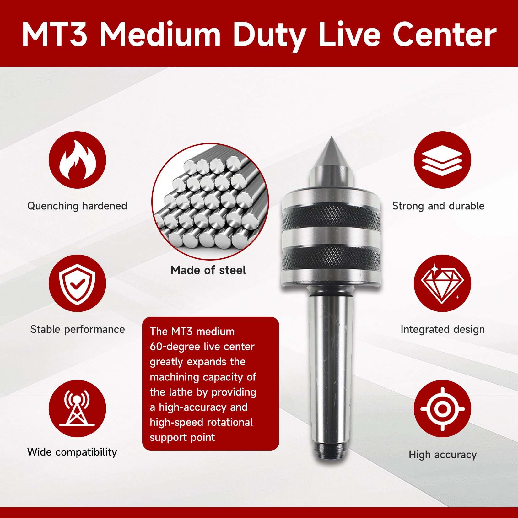 MT3 Live Center - High Accuracy for Lathes -4 MT3 Live Center - High Accuracy for Lathes -4