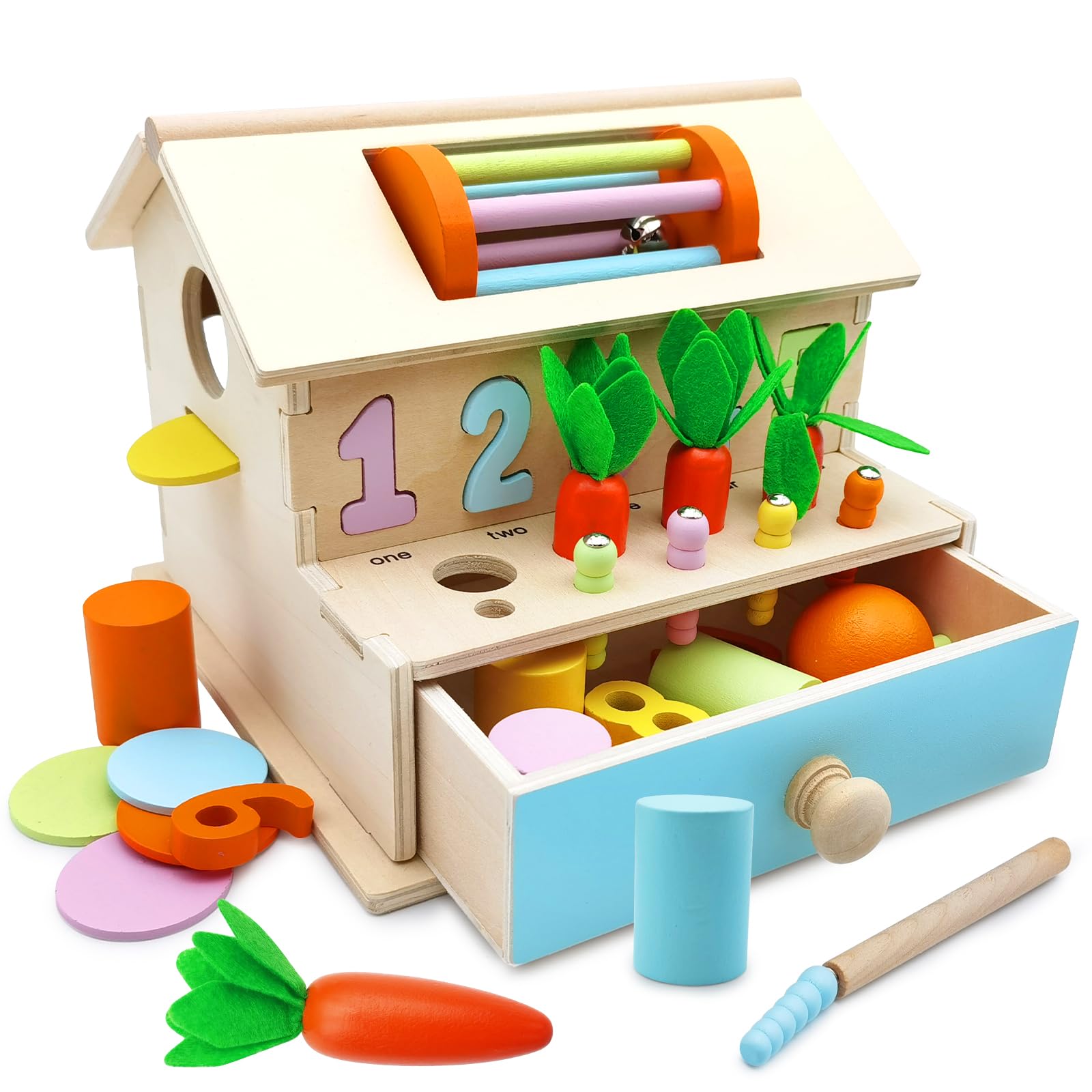 Juguetes Niños 1 2 3 Años, 9 en 1 Juguetes Educativos Montessori de Madera, Juguete de Clasificación, Juegos de Pelota, Juguetes Bebe Sensoriales 1 Año, Regalo Cumpleaños Navidad para Niños Niñas