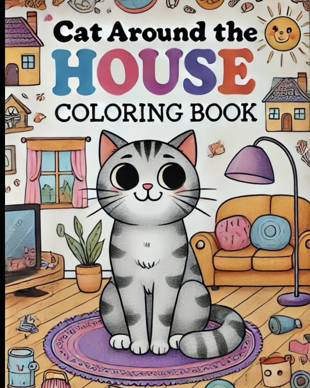 A Cat Around The House: Colouring Book