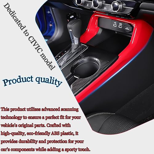 Miniatura 5 de 11 generación Civic - 3 piezas de cubierta lateral para Honda Civic 2022 2023  Marco de consola central ABS rojo vino, ajuste lateral, accesorios