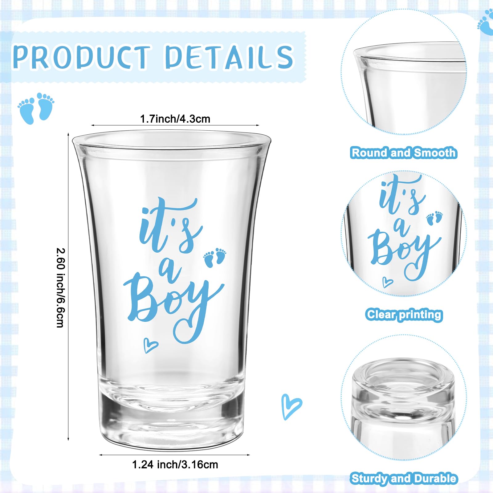 50 juegos de vasos de chupito acrílicos para baby shower con abrebotellas, llaveros, etiquetas de agradecimiento y bolsas, regalos de fiesta de revelación de género para invitados, baby