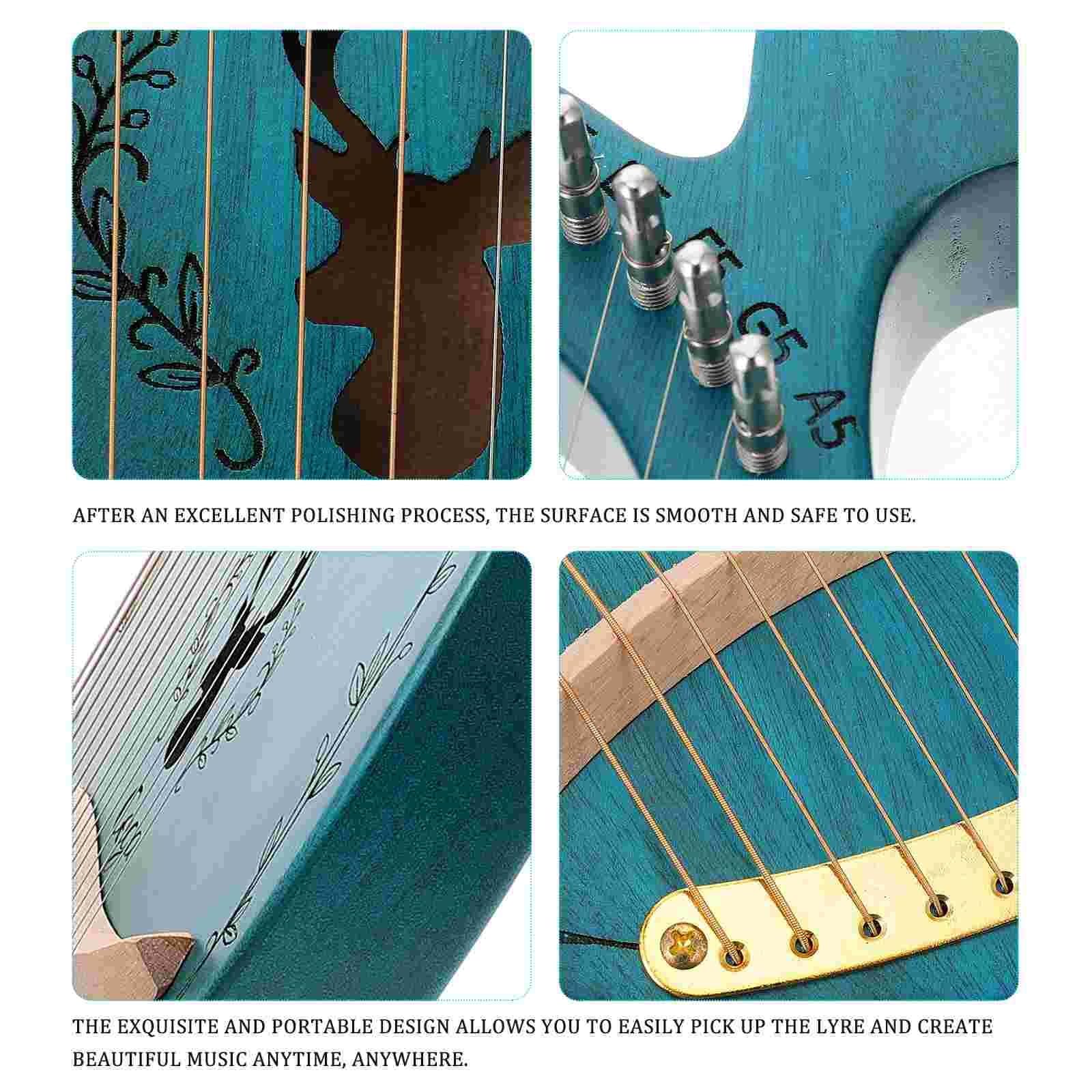Strumento musicale lira a 16 corde 24 strumenti musicali Arpa Lira Figurina di renna Arpa in legno Pianoforte Arpa
