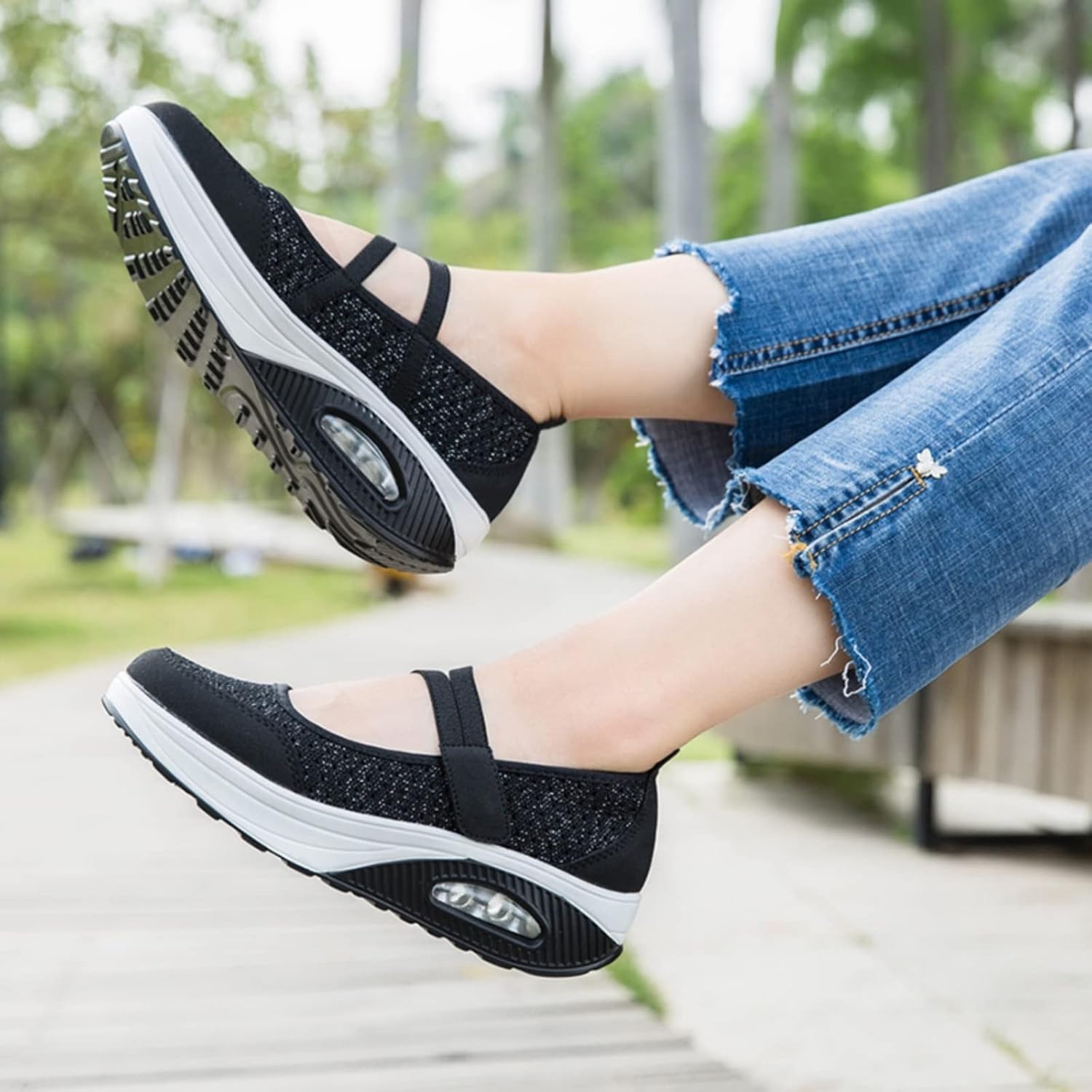 Touchmosees Women's Daily Walker Air Cushion Orthopedic Diabetic-Friendly Wedge Sneaker - Image 7