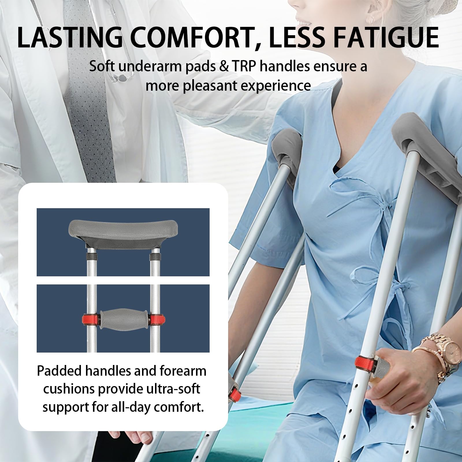 Béquilles sous Aisselle, Béquilles Axillaires Réglables en Hauteur, Pliables Béquilles en Aluminium, Charge Maximale 150 KG, Béquilles Avant-bras pour Blessures et Récupération,1 Paire