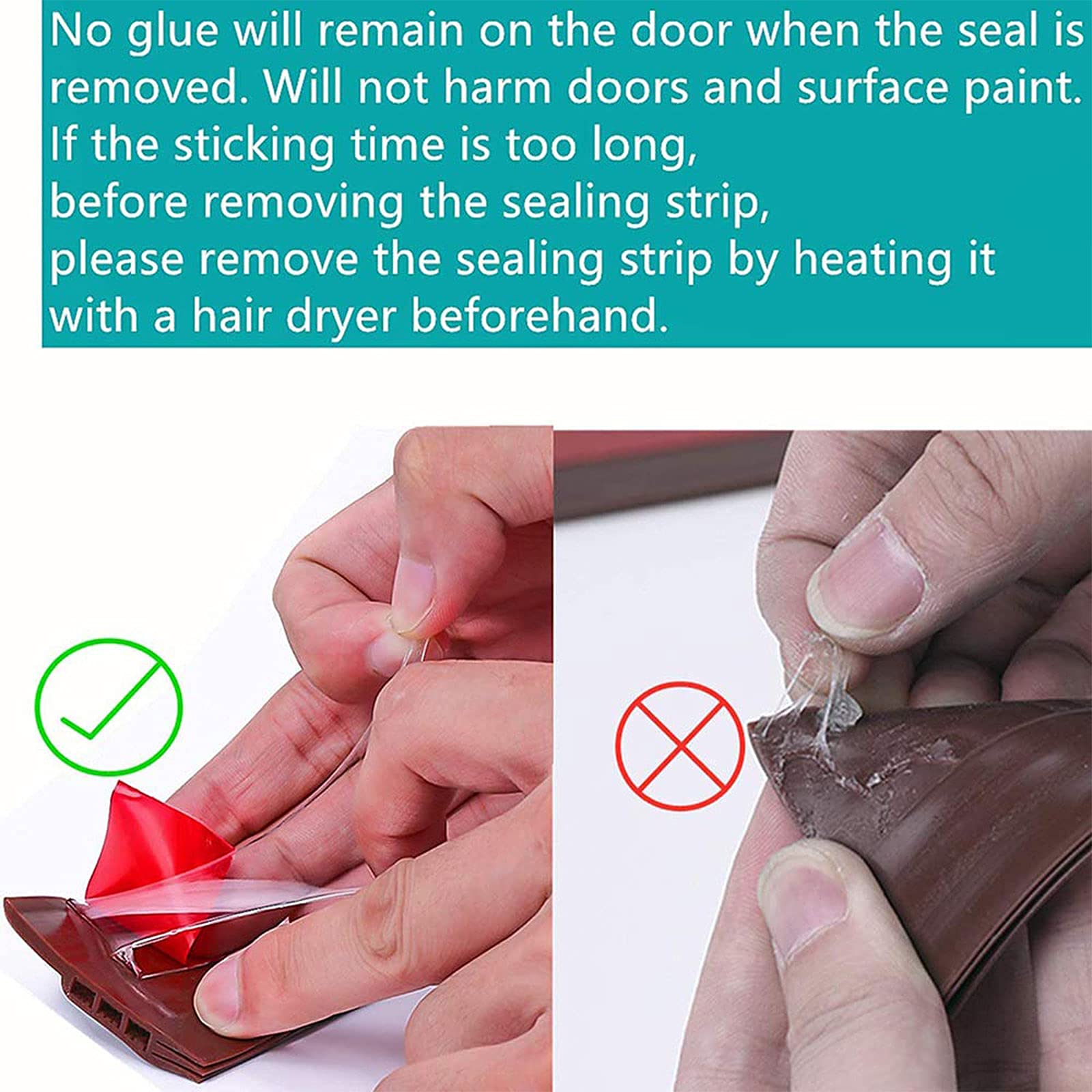 Under Door Sweep 2 Inch Width 39 Inch Length, Door Draft Stopper Weather Stripping Door Bottom Seal Strip (Brown) 4