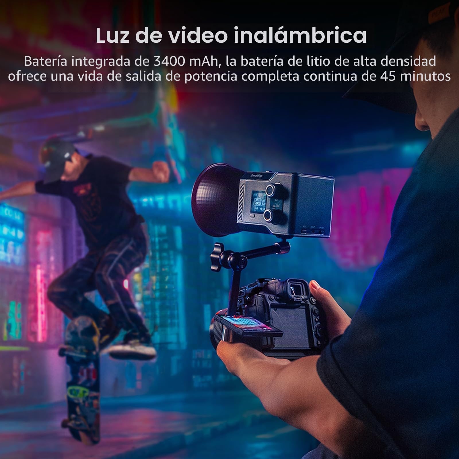 SMALLRIG Luz de Video LED RGB RC 60C, Temperatura de Color de 2500 K a 10 000 K, Compatible con Carga Rápida PD, Control Manual y Mediante Aplicación, con 12 Efectos de Luz, Edición Lite - 4808