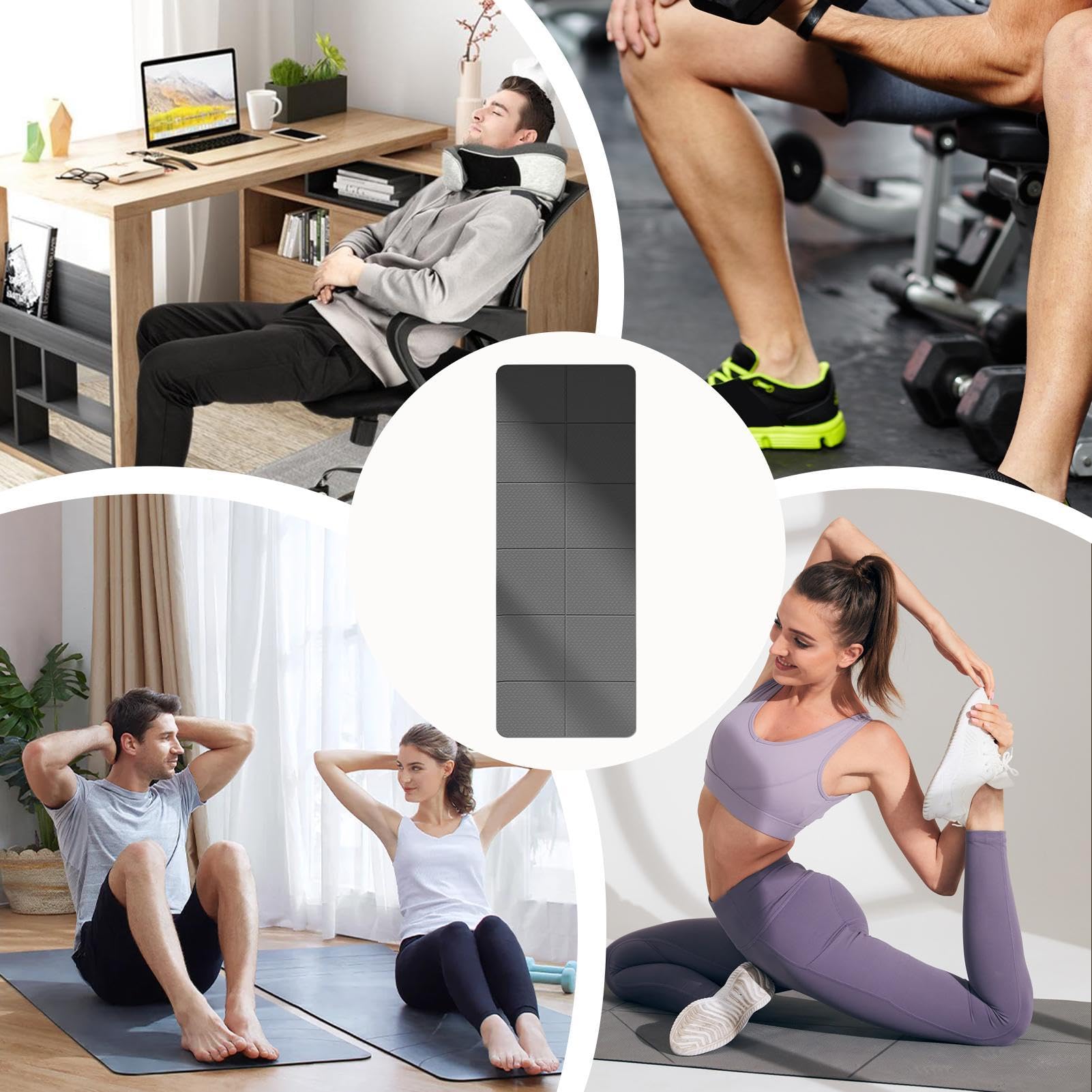 Tappetino Yoga Da Viaggio In TPE - Antiscivolo, Pieghevole, 183x61cm - Foto 6