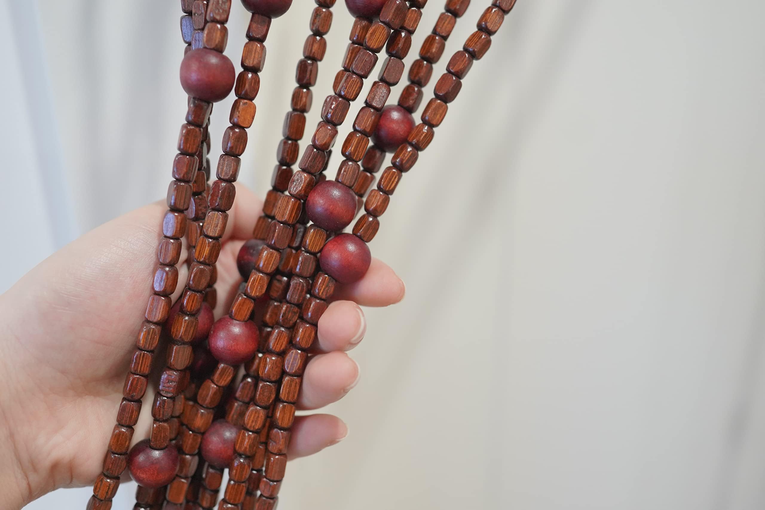 36inch x 72inch Hippie Boho-Bohemian Natural Wooden Door Beaded Curtain Doorway Beads Bamboo-Like Window Front Door Decor Curtains Home Decor Gift Set