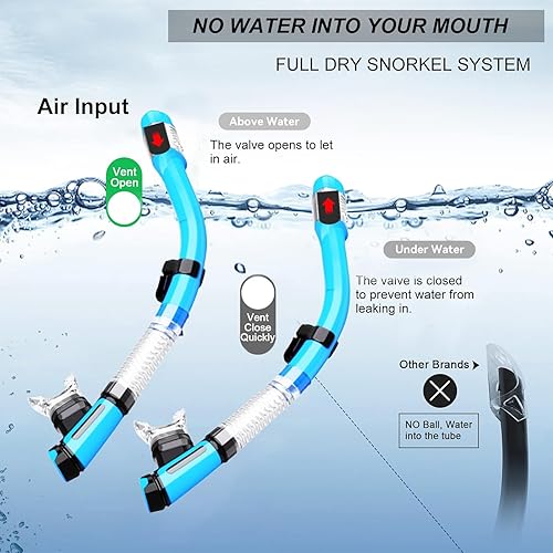 Miniatura 3 de Equipo de esnórquel para adultos, juego de esnórquel seco, equipo de esnórquel con vista panorámica, máscara de natación de vidrio templado