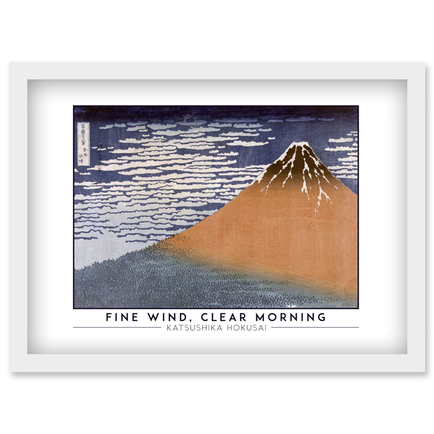 Wee Blue Coo Katsushika Hokusai Fine Wind, Clear Morning Mount Fuji Painting Artwork Framed Wall Art Print A4