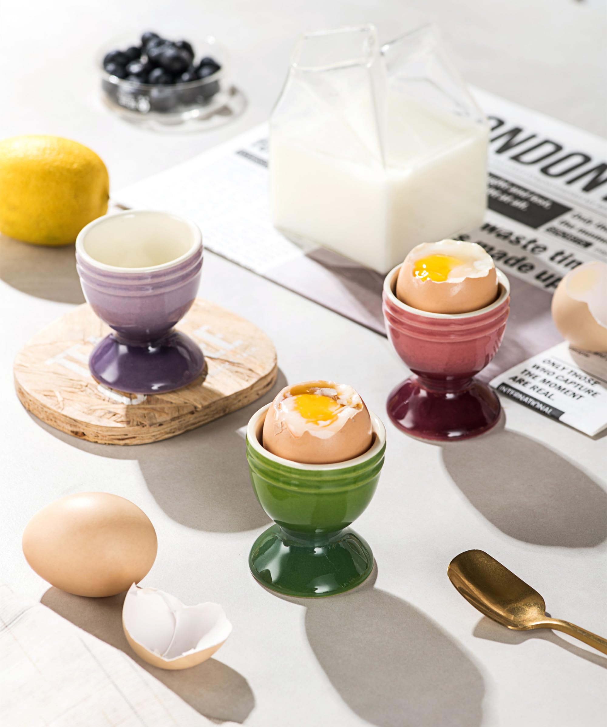 Lot De 8 Coquetiers En Porcelaine Pour Œufs à La Coque | Petit Déjeuner, Ustensile De Cuisine Pratique - 7