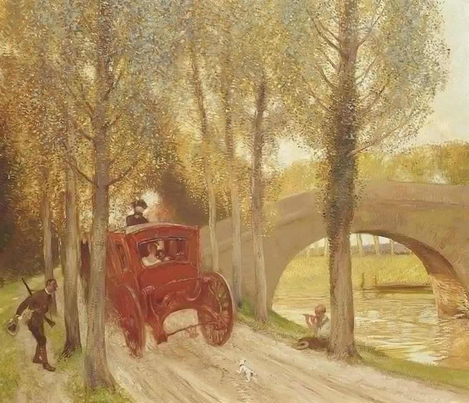 ARTXLXXBN Famous Prints Artwork Pictures Poster Painting Art the Red Carriage by Gaston De Artwork Landscape Pictures for Home Decor 60x90cm