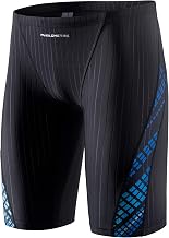 MY KILOMETRE Men's Jammers Long Swimming Trunks Swimming Swimsuit Jammer Black Blue…