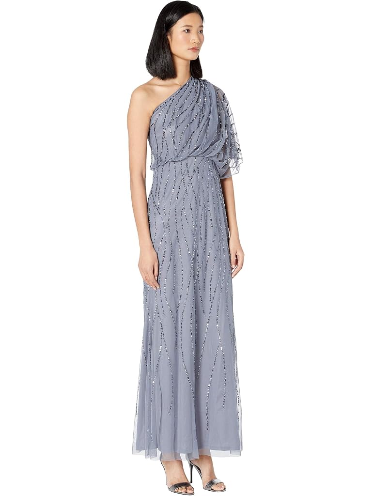 Adrianna Papell Beaded One Shoulder Blouson Dress