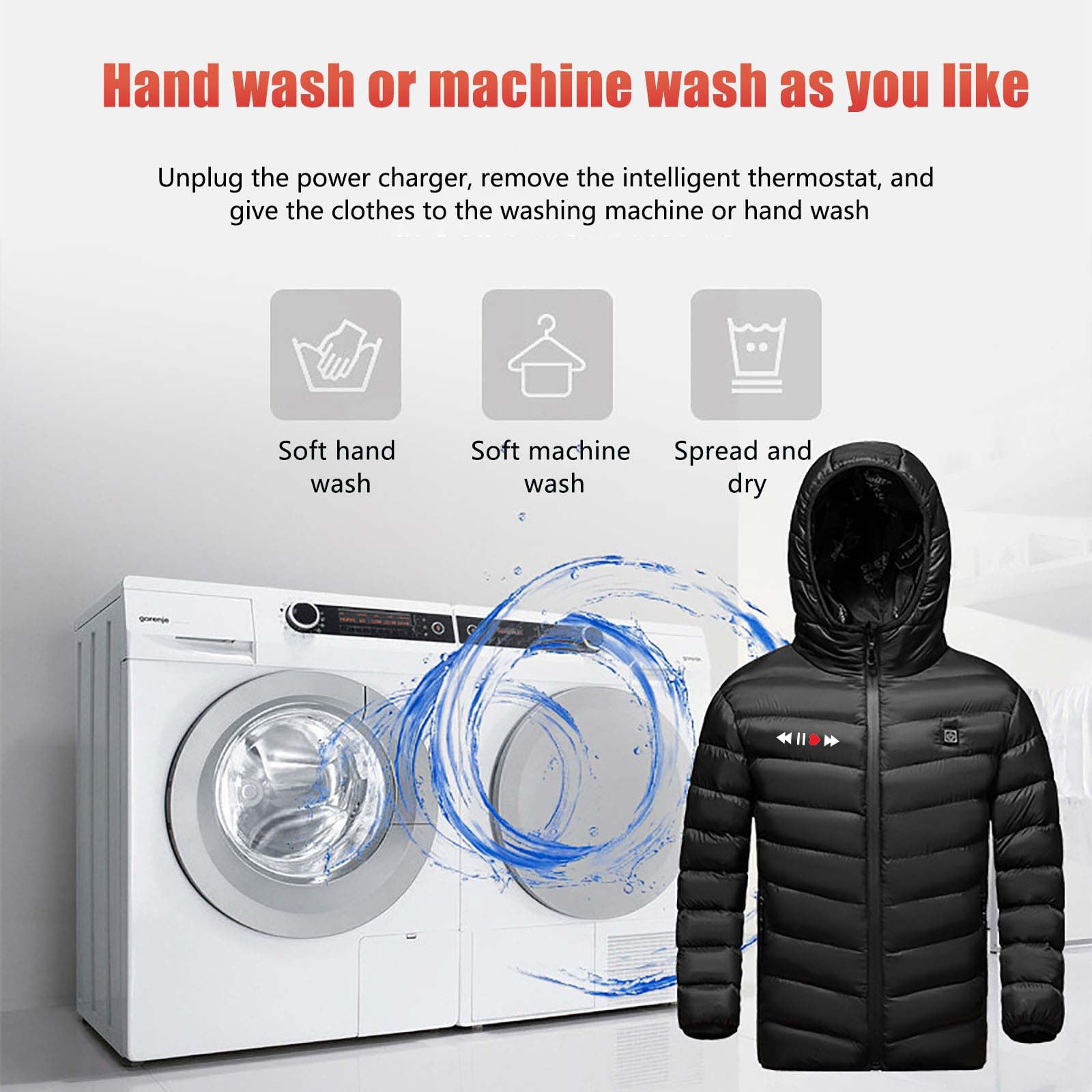 Veste Chauffante Enfant Manteau Doudoune Chauffant Enfants USB Veste Chauffant Electrique Garçons Filles avec 3 Zones de Chauffage Manches Longues Veste Chauffante pour Camping Coupe-Vent Imperméable