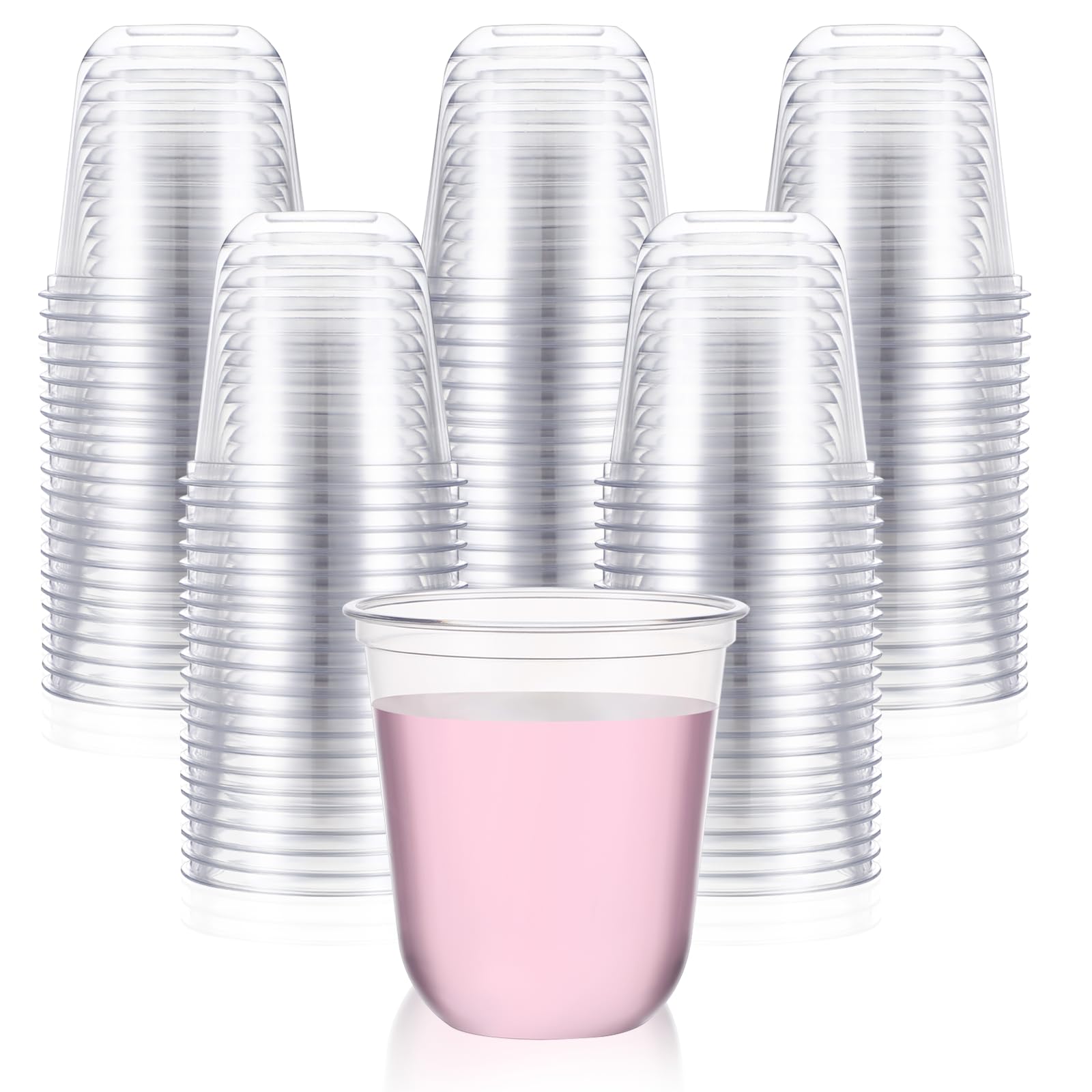 100 Pcs Plastic Stemless Wine Glasses Disposable Plastic Wine Glasses for Parties Weddings Birthdays Cocktail(Clear,10oz)