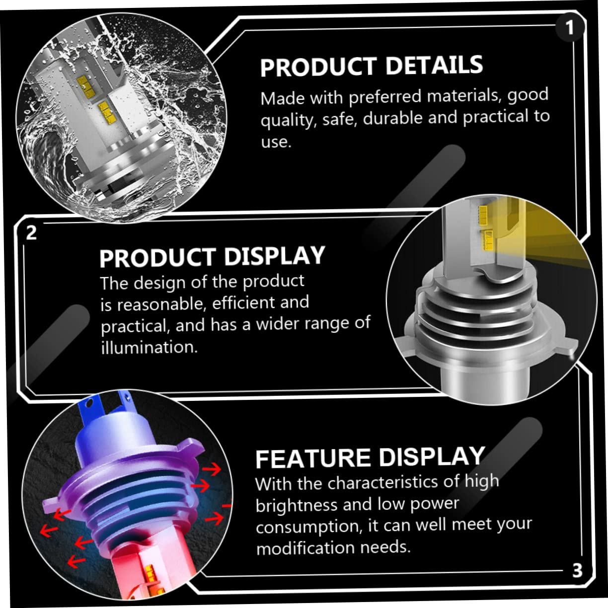 PRETYZOOM 2pezzi Led Per Fari Auto Ricambio Faro Luce Bianca Fredda Per Veicoli Confezione