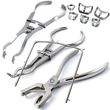 Set of 10 Dental Rubber Dam Kit Endo Brewer Light Ivory Forceps Punch Hole Plier Brinker Clamps Frame