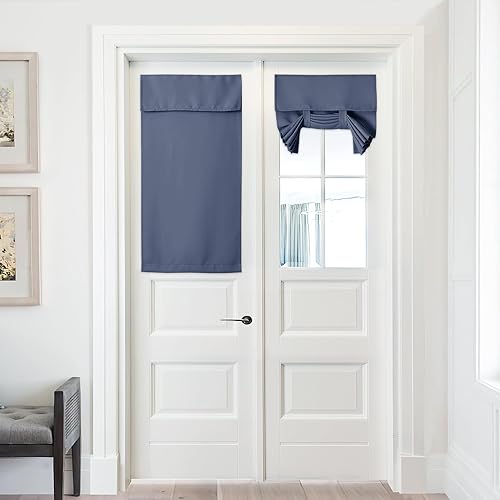 Miniatura 7 de PONY DANCE Cortina 100% opaca para puerta francesa, con aislamiento térmico, cortina de puerta Tricia para ventana de puerta delantera, cortina de