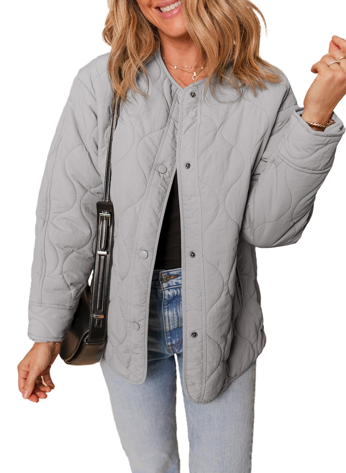 Amazon.com: Dokotoo Womens Quilted Lightweight Jackets Button Down