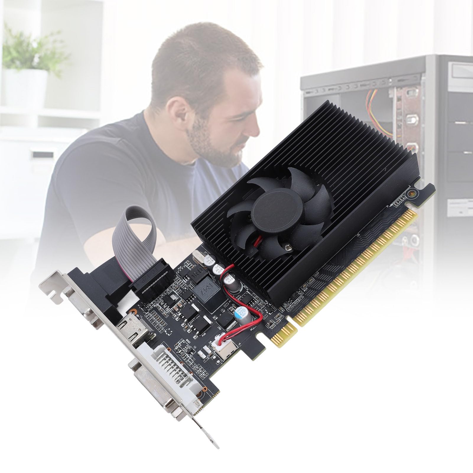 VBESTLIFE GT 730 2GB DDR3 64 Bit Low Profile Grafikkarte, PCIe 2.0 X16 Gaming -Grafikkarte, Desktop -Computergrafikkarte mit HDMI -DVI -VGA -Anschlüssen
