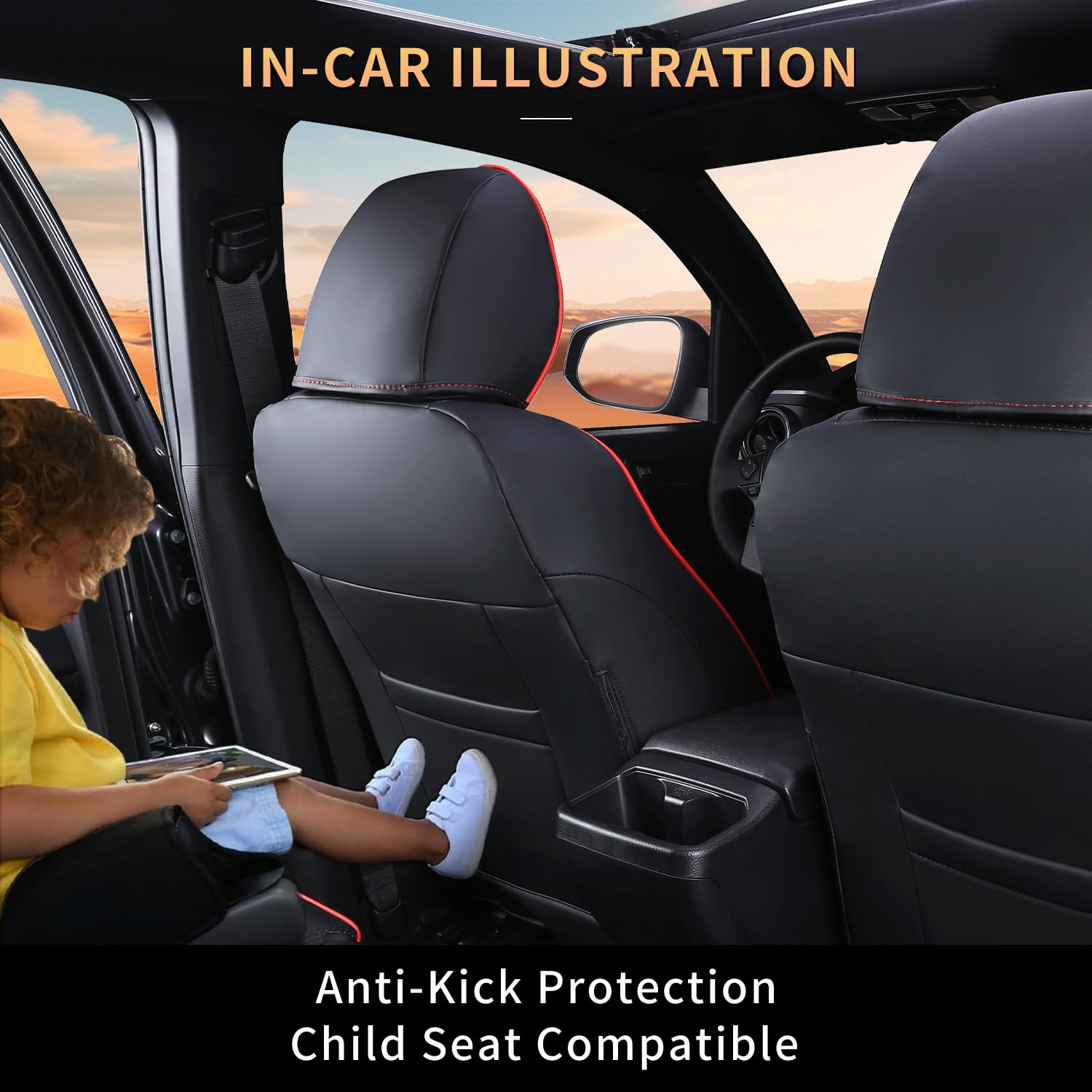 Lord AutoFashion Leather Seat Cover Set For Toyota Tacoma Double Cab (2016-2023) - Premium Black - View #2