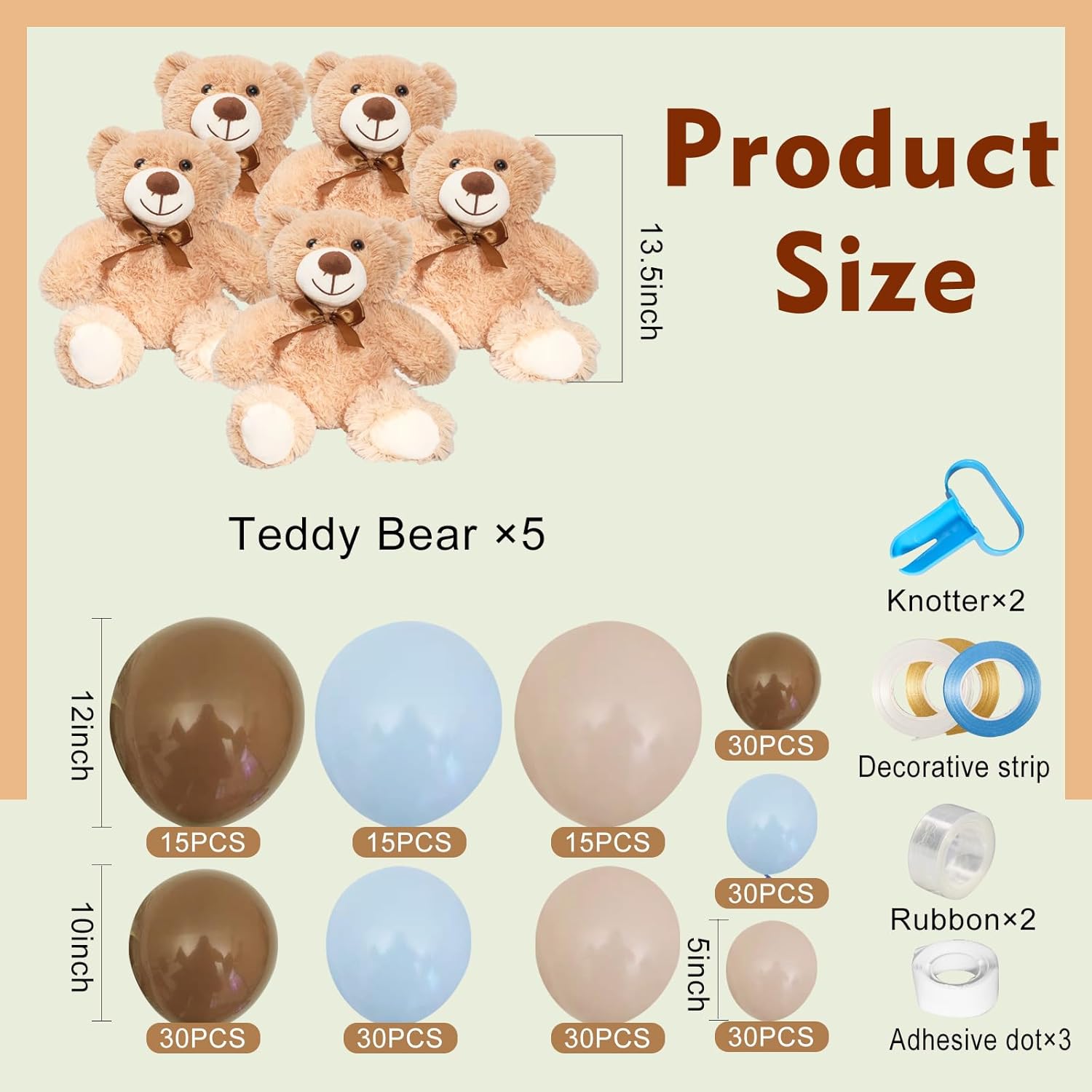 230 Pcs Bear Baby Shower Party Decorations Baby Shower Table Centerpieces with 5 Plush Bear Bulk 225 Balloons Kit Party Table Decor for Baby Shower Birthday Wedding Gender Reveal (Blue)