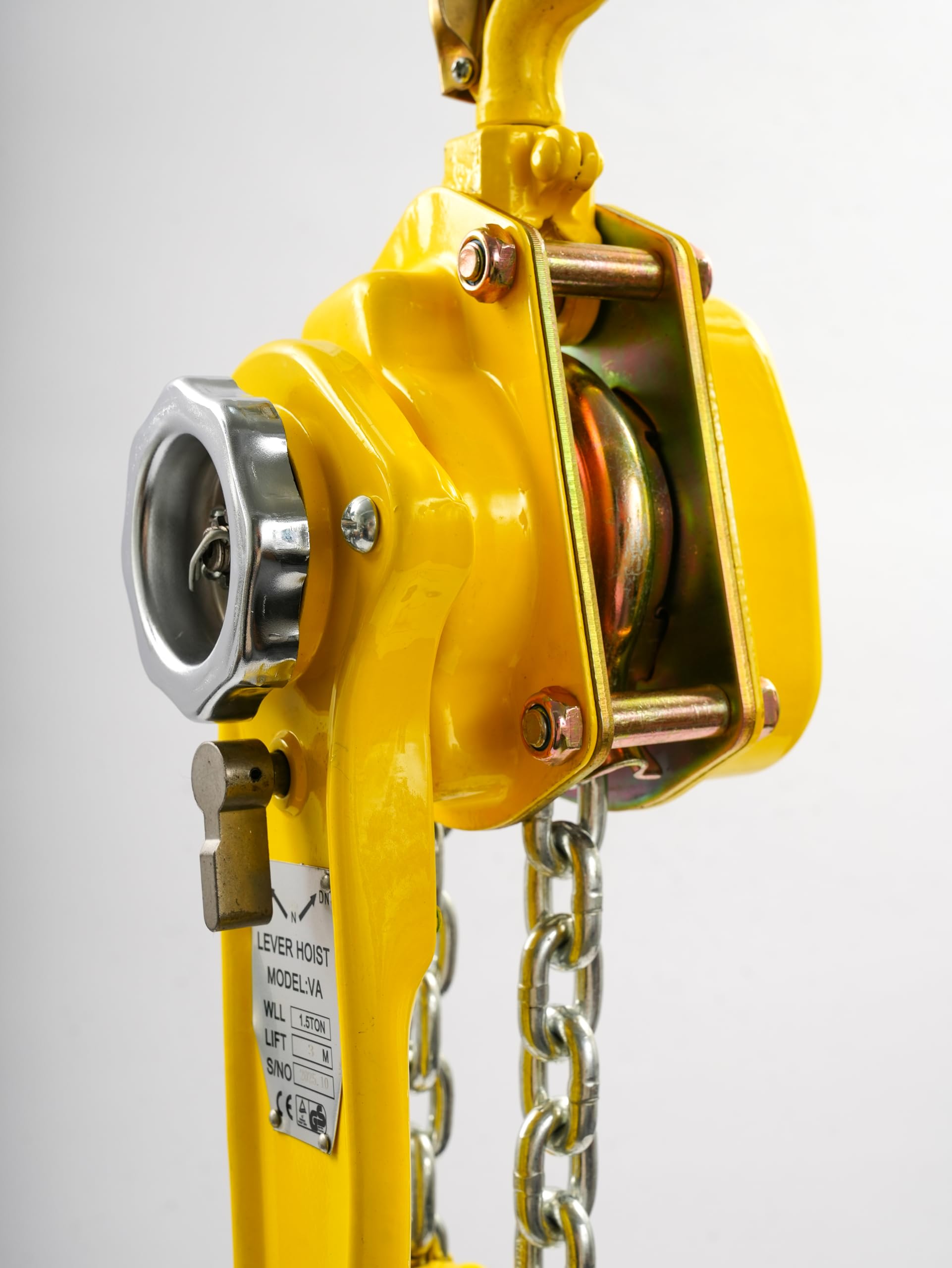 Handkettenzug 1,5T Manueller Kettenzug Hebelzug 360° Drehbarer Griff Sichere Verriegelung 3m Hubhöhe und 3,5 cm Hakenöffnungslänge