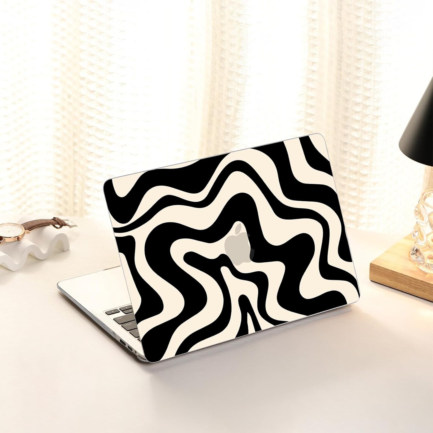 AKIT Compatible with MacBook Pro 13 inch Case M2 M1 A2338 2026 2025-2016 M2 M1 A2338 A2251 A2289 A2159 A1989 A1708 A1706, Pattern Hard Shell Laptop Case&Keyboard Cover&Screen Protector, Black Wave - Image 7