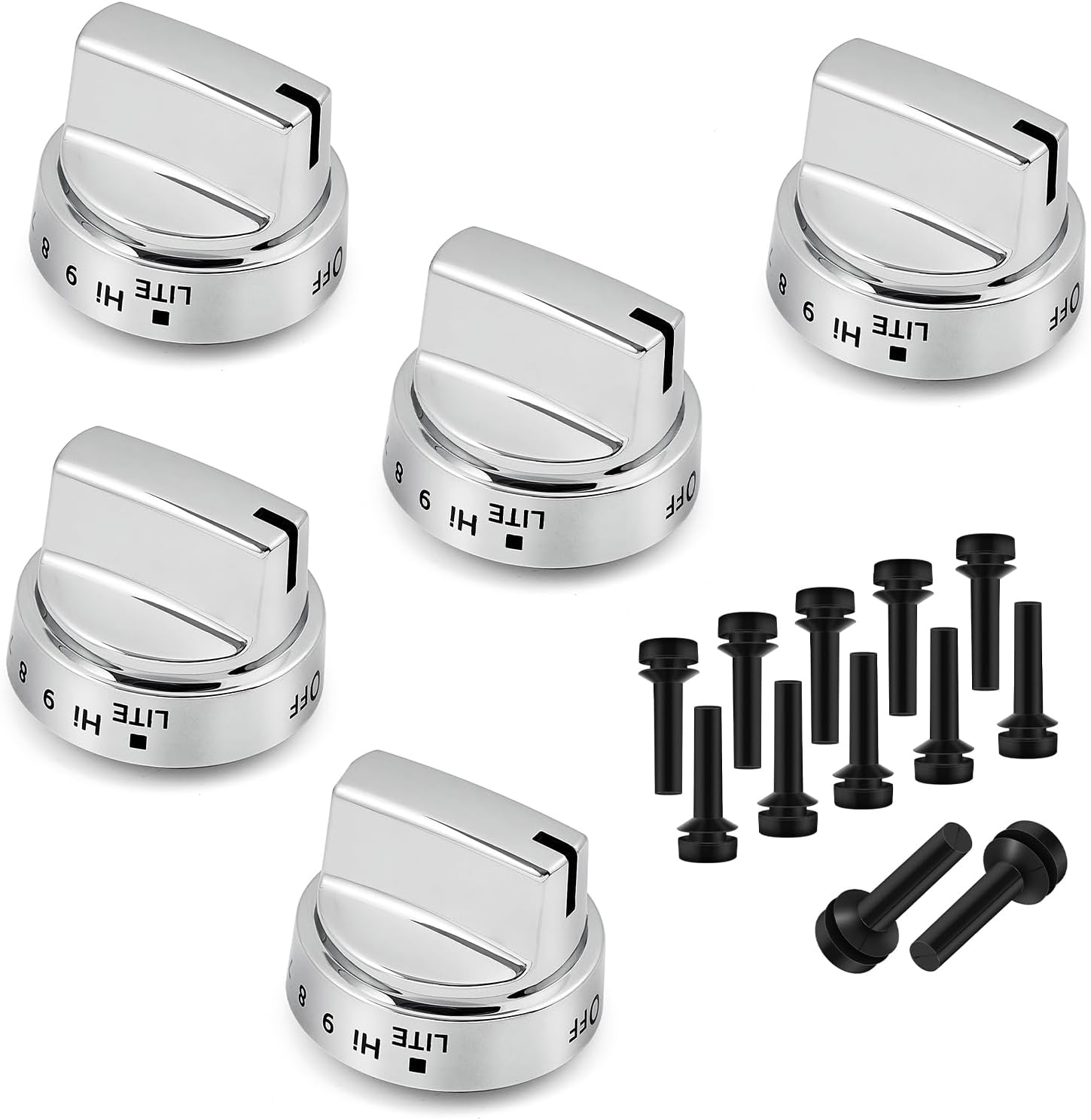 WB03X24818 Stove Knobs WB02X24790 Grate Rubber Feet Replacement Parts for GE Adora Knobs Range Cooktop Knob JGB700SEJ4SS Profile Stove Top Rubber Bumpers KIP 5G92 222D5786P010 Surface Burner Knobs