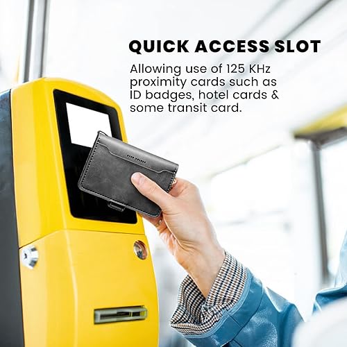 Miniatura 6 de PUNCUBE Cartera minimalista con soporte para llaves y soporte para teléfono, cartera de bloqueo RFID para hombres y mujeres, Negro -, Minimalista