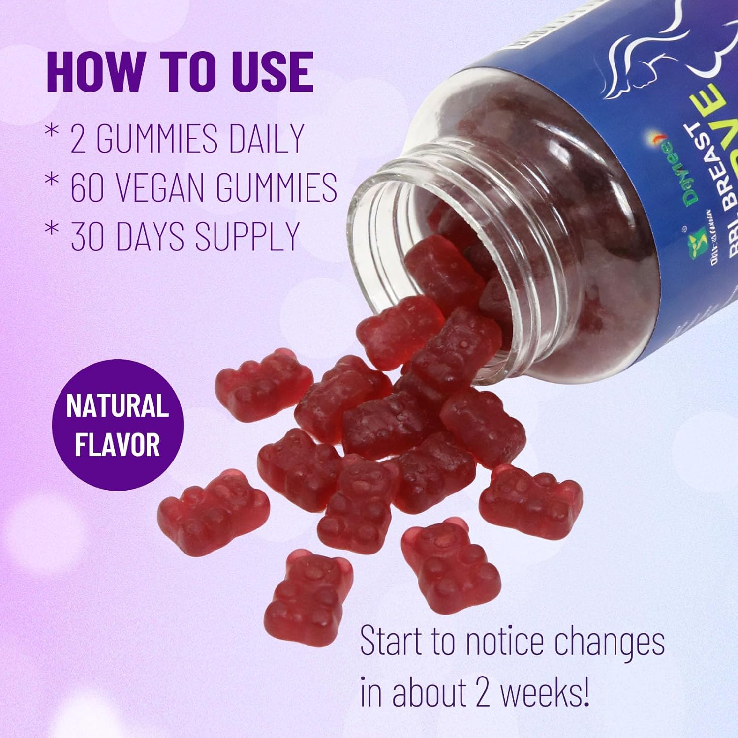 BBL Breast Curve Gummies, Booty Growth & Chest Enhancement Multivitamins for Women, 60 Count