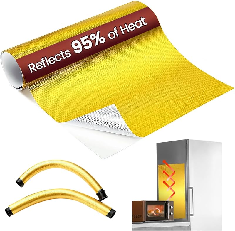 Aluminum Adhesive Heat Shield Wrap for Automotive, 12x12 in, Gold