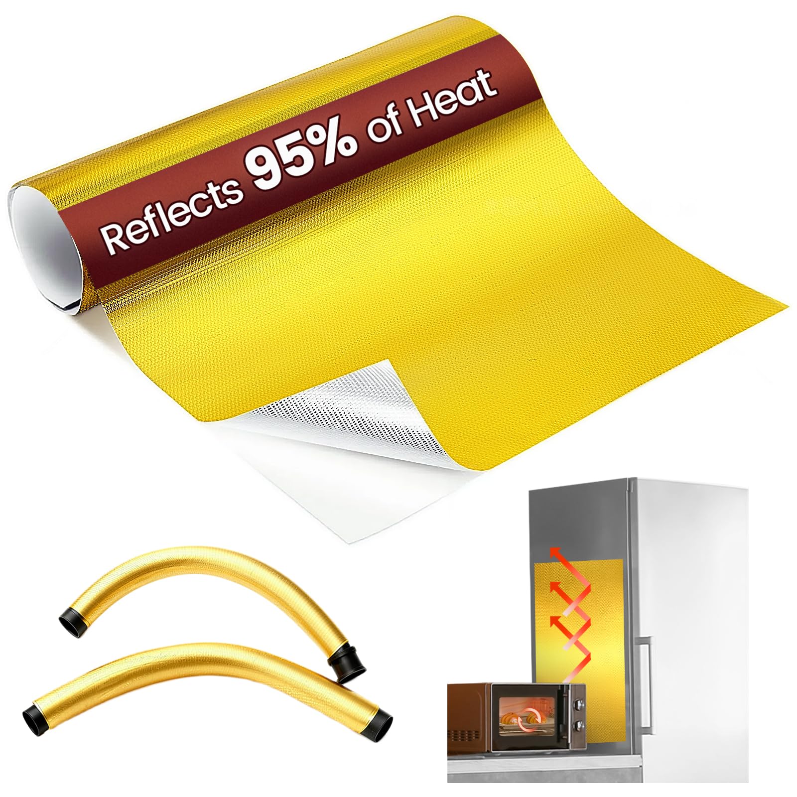Aluminum Adhesive Heat Shield Wrap for Automotive, 12x12 in, Gold