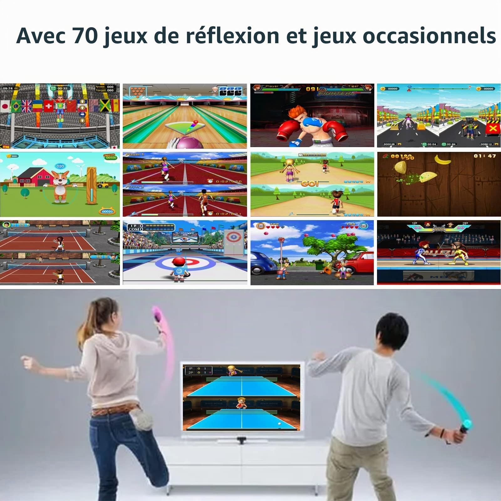 YRPRSODF Console de Jeu pour Enfants et Adultes, système de Jeu vidéo rétro avec 100 Jeux, 17 Jeux de caméra AR, 2 contrôleurs de Jeu, HD Stortie,Jouet Cadeau pour garçons et Filles à partir de 3 Ans