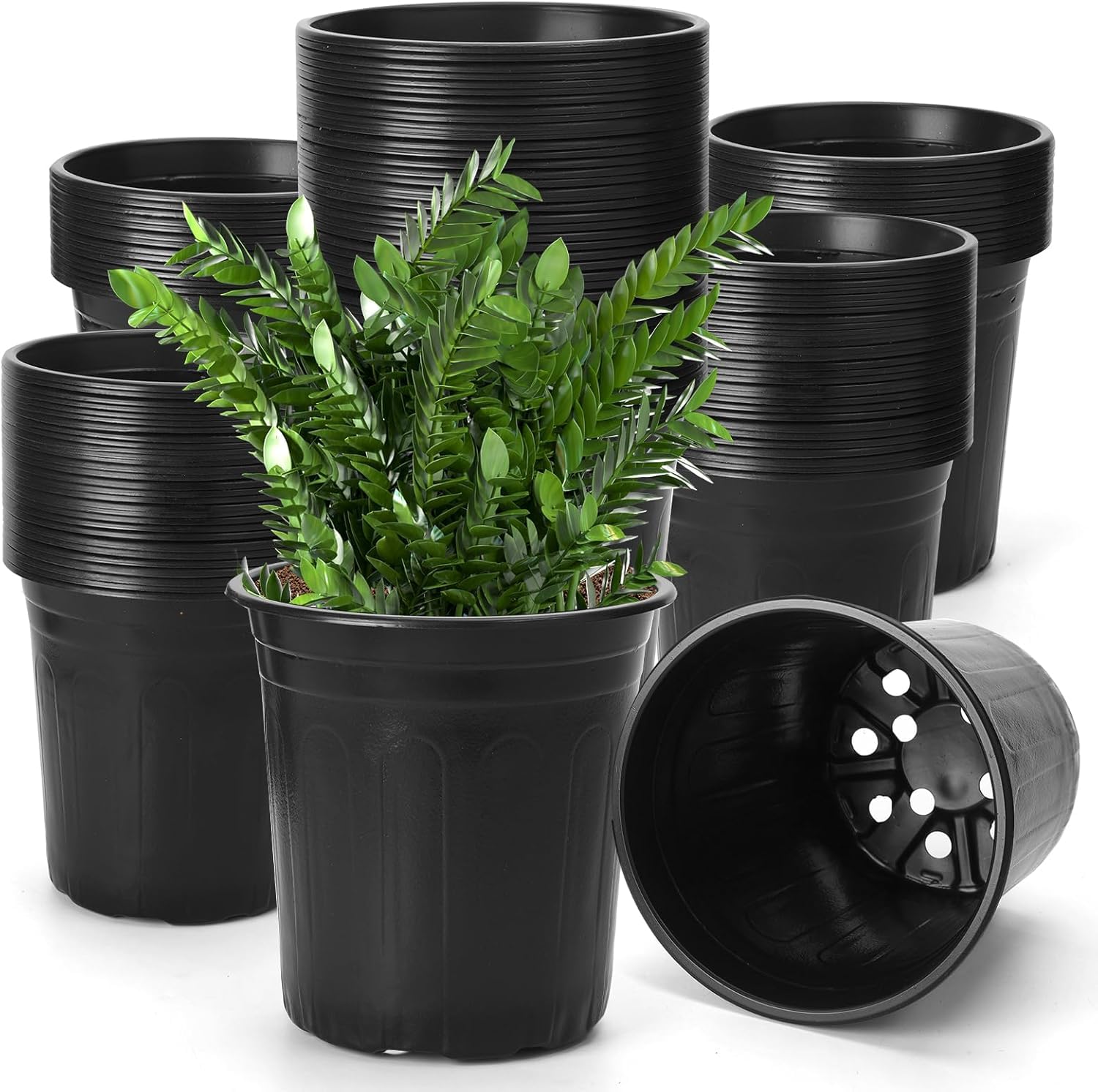 Stormshopping Black 50Pack 1 Gallon Flexible Plant Nursery Pots, 16 Cm Diameter Soft Plastic Seedling Pots, Seed Starting Pot Flower Plant Container For Succulents, Cuttings, Transplanting Seedlings