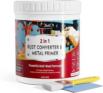 Rust Converter and Metal Primer 2 in 1, High-Flow Water-Based Rust Reformer for Metal, Low Odor Anti-Rust Coating for Car Chassis, Truck Frame, Fence, Railing, Tools and Equipment, 16 oz