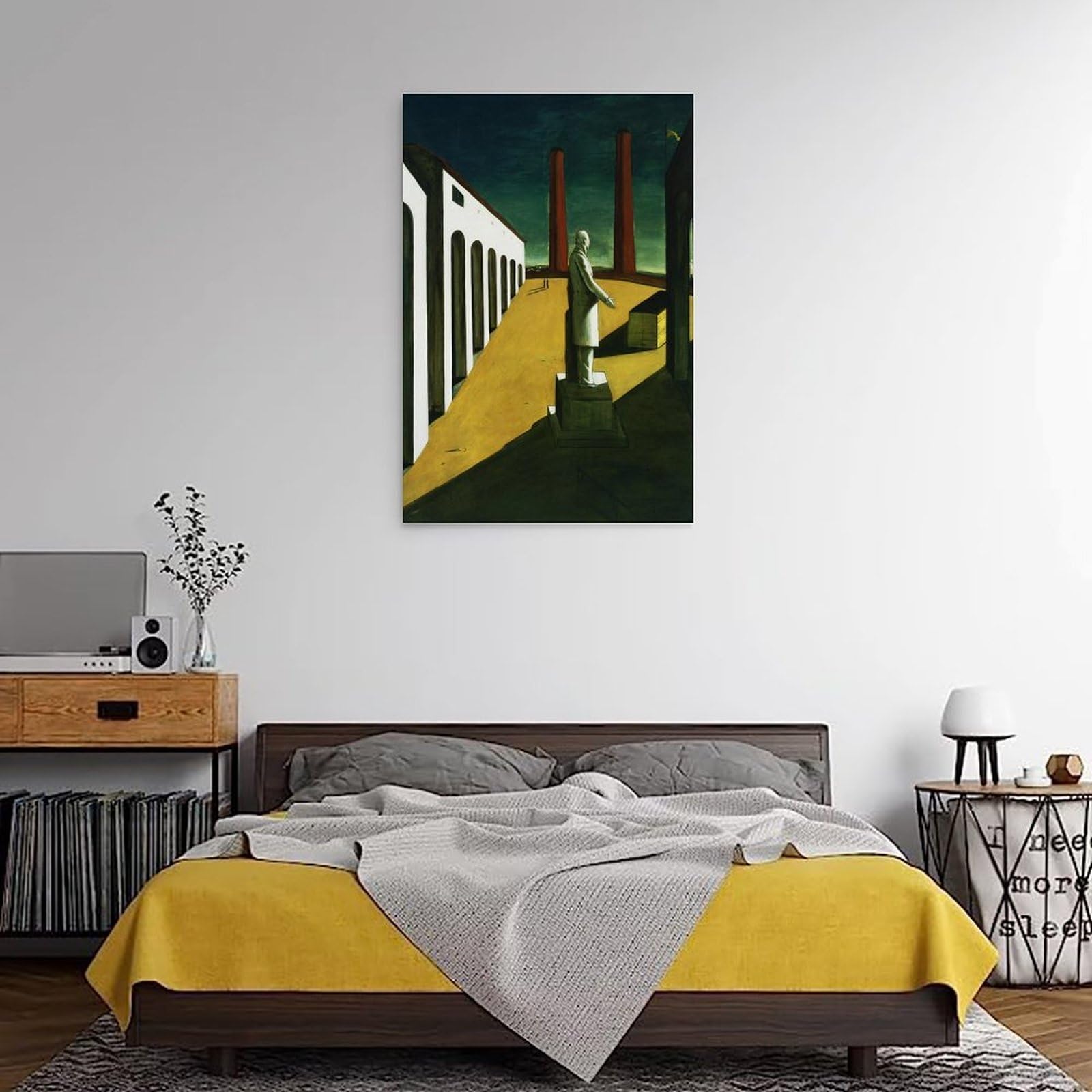 Giorgio De Chirico Künstlerwerke, The Enigma of A Day, ästhetische Leinwand-Wandkunst für Schlafzimmer, Wohnzimmer, modernes dekoratives Kunstwerk, 50,8 x 76,2 cm