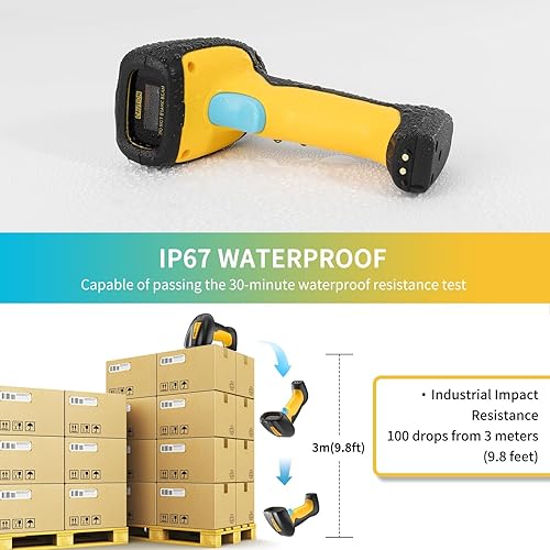 Miniatura 5 de NETUM Escáner de código de barras Bluetooth industrial QR, actualizado con base de carga, lector de código de barras inalámbrico 2D 1D 2600mAh,